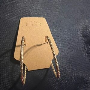 Goldtone Etched Hoops